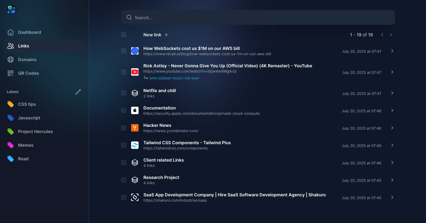 Links view screenshot